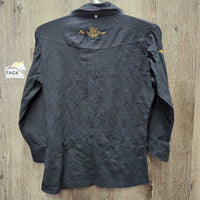 3/4 Sleeve Polo Shirt, 1/3 Button Up *gc, faded, mnr hair, crinkled collar
