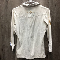 Hvy LS Polo Shirt, 1/2 Snap Up *vgc, rubs, seam puckers, older?
