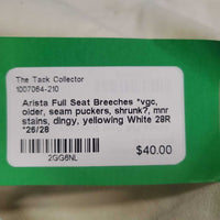 Full Seat Breeches *vgc, older, seam puckers, shrunk?, mnr stains, dingy, yellowing
