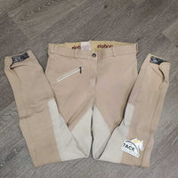Hvy Cotton Full Seat Breeches *gc, stain, older, faded, hairy velcro, ankle rubs
