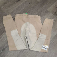 Hvy Cotton Full Seat Breeches *gc, stain, older, faded, hairy velcro, ankle rubs
