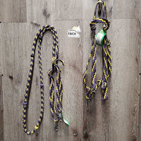 Braided Nylon Headstall & Loop Reins, snaps, conway buckles *xc/like new, mnr dirt?stain
