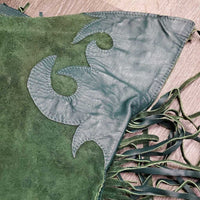 Suede Full Chaps, fringe, v.hvy zippers "Judy" *xc/vgc, clean, mnr stains, rubs, older?