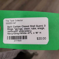 Soft Cotton Closed Stall Guard, D Rings *gc/vgc, clean, rubs, snags, removed? embroidery
