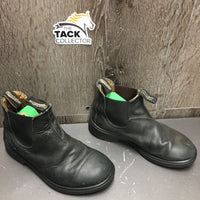 JUNIORS Pull On Paddock Boots *gc, clean, v.scuffed/peeled toes, dirty inside
