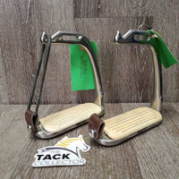 Peacock Safety Stirrup Irons, grips, 1 elastic, 2 keepers *gc, clean, rubs, yellowed grips, cracking els, mnr scratches
