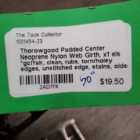 Padded Center Neoprene Nylon Web Girth, x1 els *gc/fair, clean, rubs, torn/holey edges, unstitched edge, stains, older, rust
