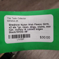 Nylon Web Fleece Girth, x2 els *gc, clean, dingy, stains, mnr hair, clumpy & rubbed edges
