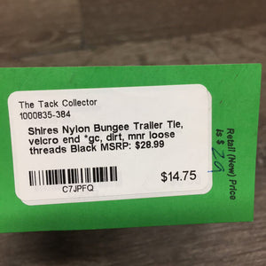 Nylon Bungee Trailer Tie, velcro end *gc, dirt, mnr loose threads
