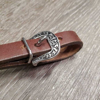 Thick Double Leather & Stitched Western Curb - Chin Strap, Horseshoe Buckles *like new/xc, xhole