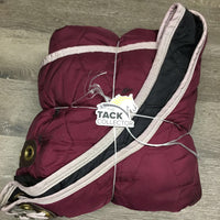 Lt Quilt Stable Blanket, 2 legs/chests *vgc, clean, mnr frays, repairs, stains, faded, undone stitch, snags
