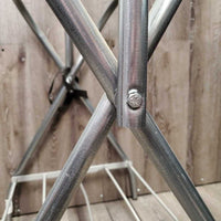 Thick Metal Folding Saddle Rack, metal bottom rack *gc, clean, bent bottom rack, stains, rubs, older, scrapes