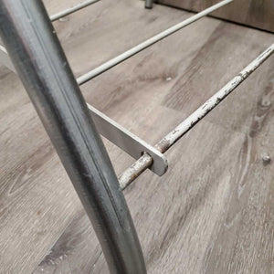 Thick Metal Folding Saddle Rack, metal bottom rack *gc, clean, bent bottom rack, stains, rubs, older, scrapes