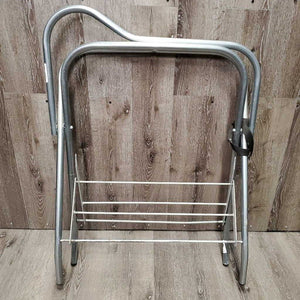 Thick Metal Folding Saddle Rack, metal bottom rack *gc, clean, bent bottom rack, stains, rubs, older, scrapes