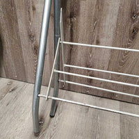 Thick Metal Folding Saddle Rack, metal bottom rack *gc, clean, bent bottom rack, stains, rubs, older, scrapes
