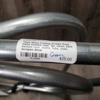 Thick Metal Folding Saddle Rack, metal bottom rack *gc, clean, bent bottom rack, stains, rubs, older, scrapes