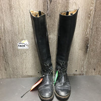 Hvy/Thick Field Boots, zips *fair, older, v.creased, faded, v.rubbed, scrapes, worn heels

