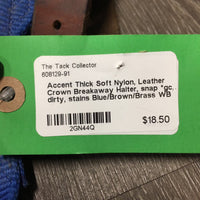Thick Soft Nylon, Leather Crown Breakaway Halter, snap *gc, dirty, stains