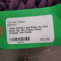 Thick Cotton Lead Rope, Hvy Bull Snap *gc, dirt, stains, faded, threads, rust