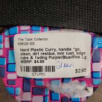 Hard Plastic Curry, handle *gc, clean, dirt residue, mnr rust, edge rubs & fading