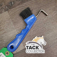 Plastic Hoof Pick, Bristle Brush *vgc, clean, hairy, mnr bent bristles & residue
