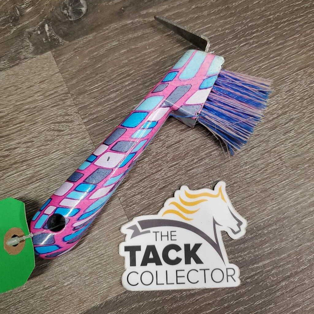 Plastic Hoof Pick, bristle brush *vgc, taped, rubs, stains, fading