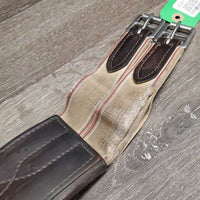 Padded Leather Girth, els *gc/fair, clean, torn elastic, rubs, creasees, stains, mnr hair & residue, older
