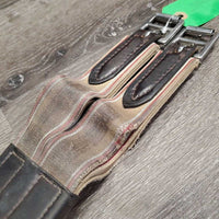 Padded Leather Girth, els *gc/fair, clean, torn elastic, rubs, creasees, stains, mnr hair & residue, older
