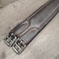Padded Leather Girth, els *gc/fair, clean, torn elastic, rubs, creasees, stains, mnr hair & residue, older
