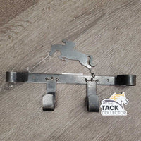 Wall Mount Metal Tack - Bridle Rack, Jumping Horse *gc, many rust spots, faded, scratches, bent leg
