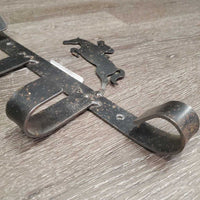 Wall Mount Metal Tack - Bridle Rack, Jumping Horse *gc, many rust spots, faded, scratches, bent leg
