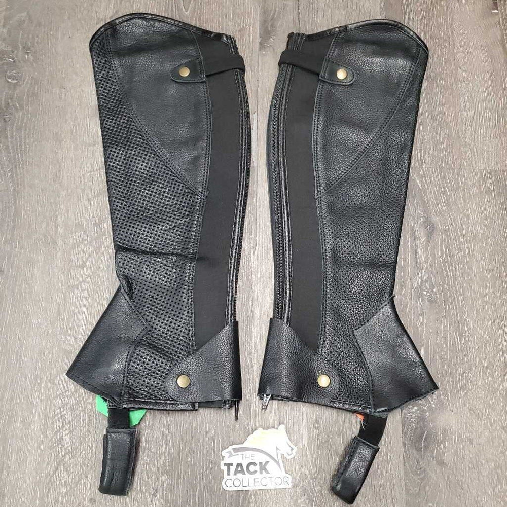 Perforated Leather Half Chaps, Back Zips, Bag *new