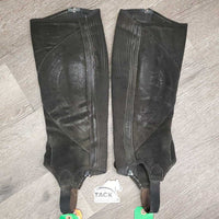Pr Hvy Suede Half Chaps *vgc/gc, rubs, faded, clean, stains, mnr loose threads