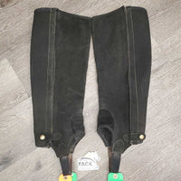 Pr Hvy Suede Half Chaps *vgc/gc, rubs, faded, clean, stains, mnr loose threads