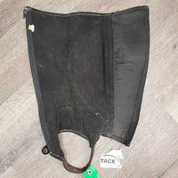 Pr Hvy Suede Half Chaps *vgc/gc, rubs, faded, clean, stains, mnr loose threads