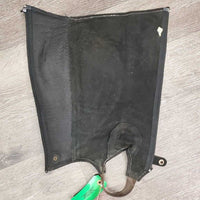 Pr Hvy Suede Half Chaps *vgc/gc, rubs, faded, clean, stains, mnr loose threads
