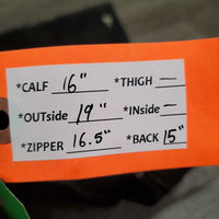 Pr Hvy Suede Half Chaps *vgc/gc, rubs, faded, clean, stains, mnr loose threads
