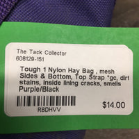 Nylon Hay Bag , mesh Sides & Bottom, Top Strap *gc, dirt, stains, inside lining cracks, smells