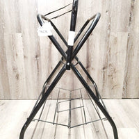 Thick Metal Folding Saddle Rack, metal bottom rack *gc/fair, rust, faded, scrapes, clean, dusty, stiff bottom rack, tape