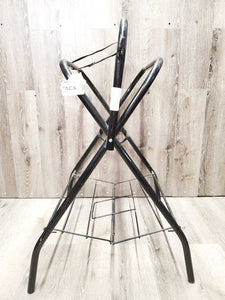 Thick Metal Folding Saddle Rack, metal bottom rack *gc/fair, rust, faded, scrapes, clean, dusty, stiff bottom rack, tape