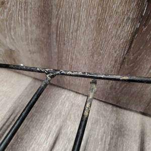 Thick Metal Folding Saddle Rack, metal bottom rack *gc/fair, rust, faded, scrapes, clean, dusty, stiff bottom rack, tape