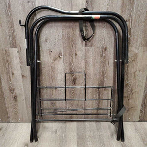 Thick Metal Folding Saddle Rack, metal bottom rack *gc/fair, rust, faded, scrapes, clean, dusty, stiff bottom rack, tape
