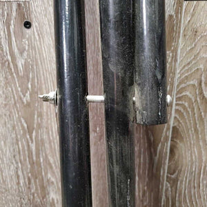 Thick Metal Folding Saddle Rack, metal bottom rack *gc/fair, rust, faded, scrapes, clean, dusty, stiff bottom rack, tape