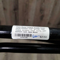 Thick Metal Folding Saddle Rack, metal bottom rack *gc/fair, rust, faded, scrapes, clean, dusty, stiff bottom rack, tape
