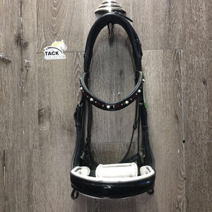 Monocrown Crank Double Bridle, add on bling bband *vgc, dirt, stains, curled edge, creases, 0 flash