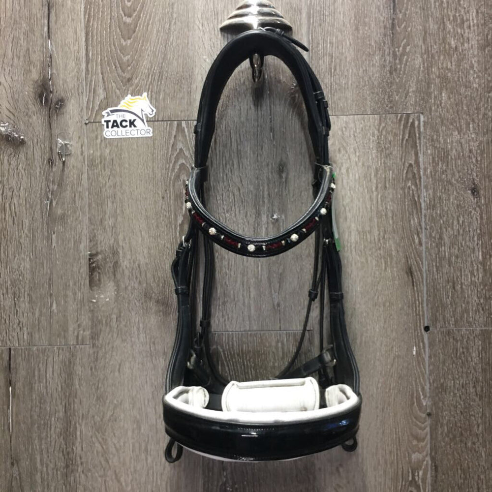 Monocrown Crank Double Bridle, add on bling bband *vgc, dirt, stains, curled edge, creases, 0 flash