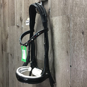 Monocrown Crank Double Bridle, add on bling bband *vgc, dirt, stains, curled edge, creases, 0 flash