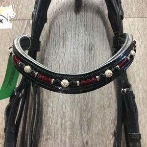 Monocrown Crank Double Bridle, add on bling bband *vgc, dirt, stains, curled edge, creases, 0 flash