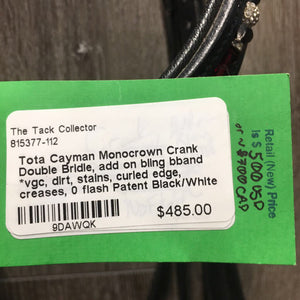 Monocrown Crank Double Bridle, add on bling bband *vgc, dirt, stains, curled edge, creases, 0 flash