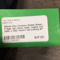 Hvy Cordura Stable Sheet, 2 legs *gc, clean, older, faded, mnr rubs, v. mnr repairs